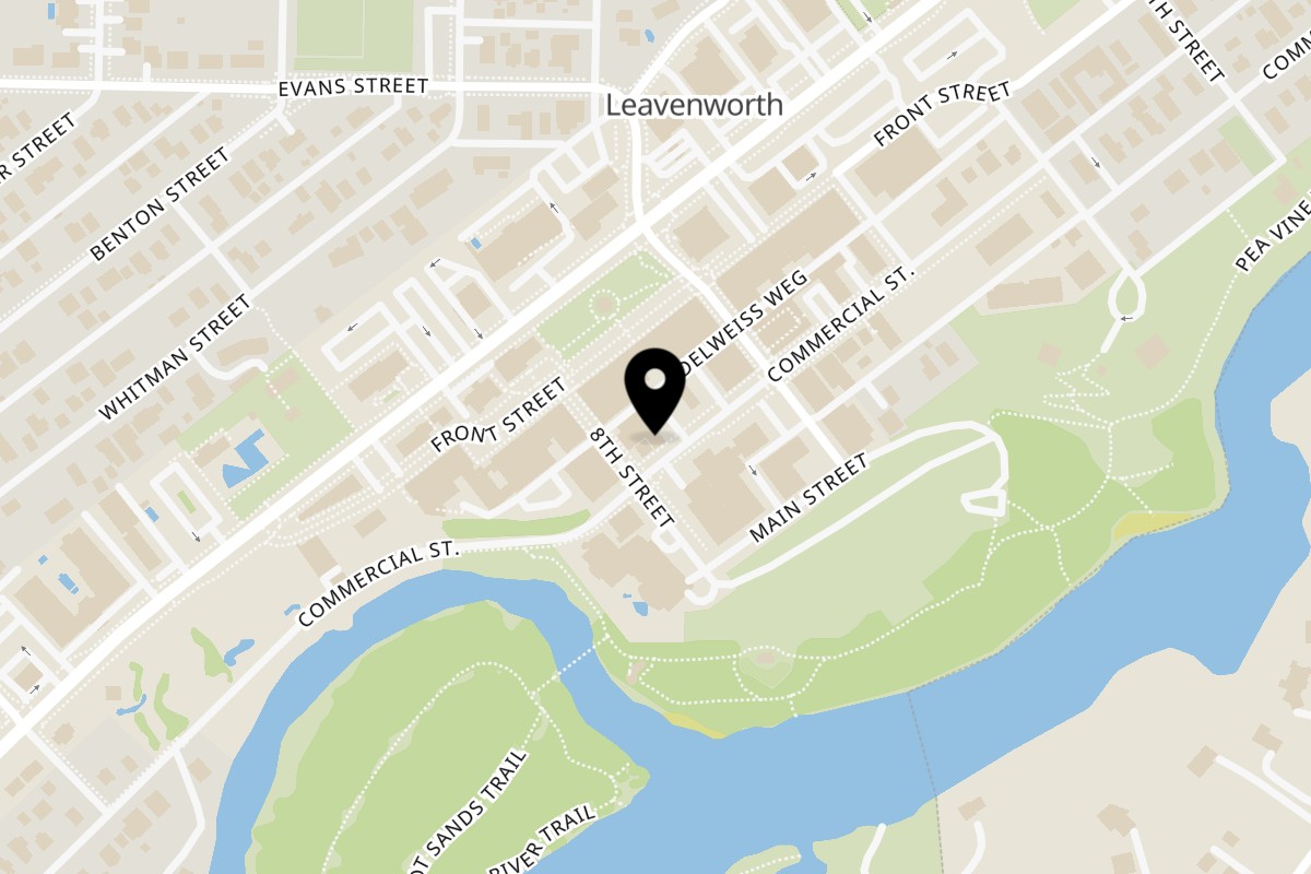Map showing the location of Louie's on 820 Commercial St a in Leavenworth